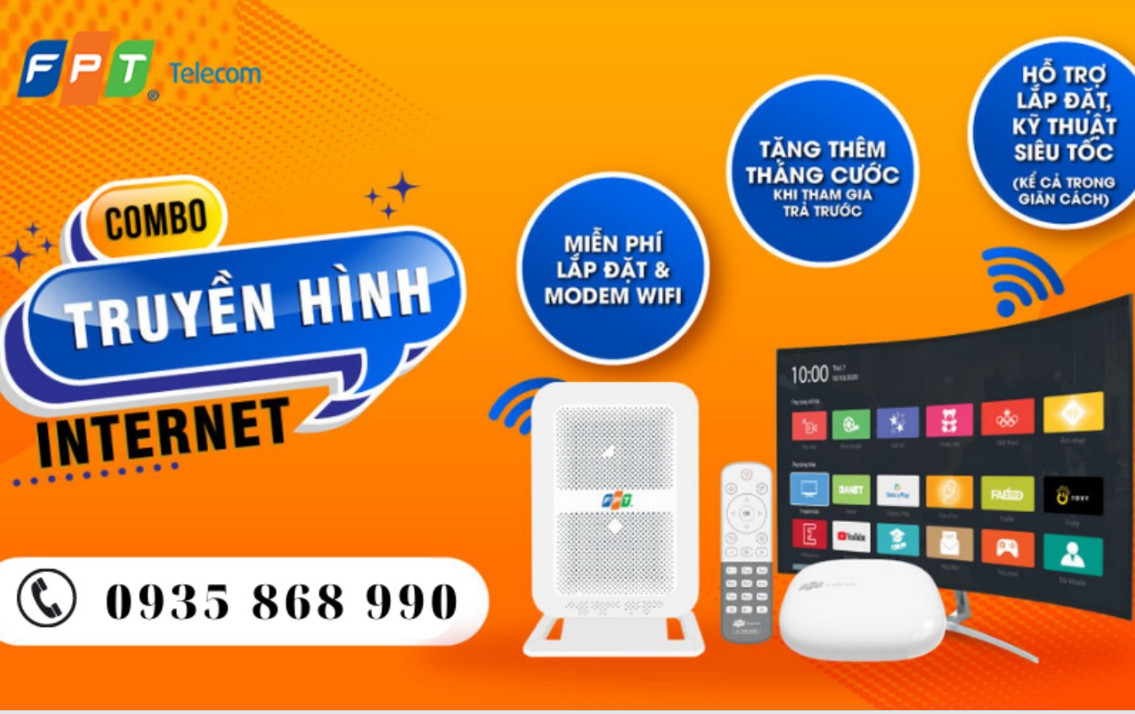 Khuyến mãi khi đăng ký lắp mạng FPT Diên Khánh gói Combo Internet Cáp Quang Truyền hình